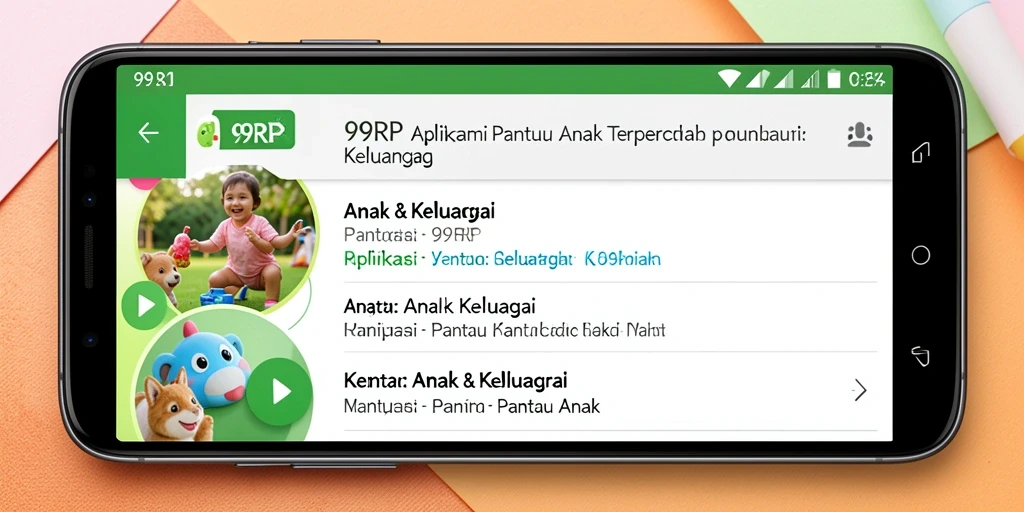 Screenshot aplikasi 99RP menampilkan antarmuka pemantauan anak yang intuitif.