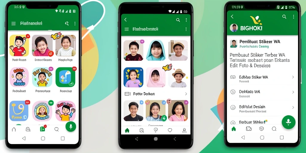 Tampilan antarmuka BIGHOKI untuk membuat stiker WA yang menarik.
