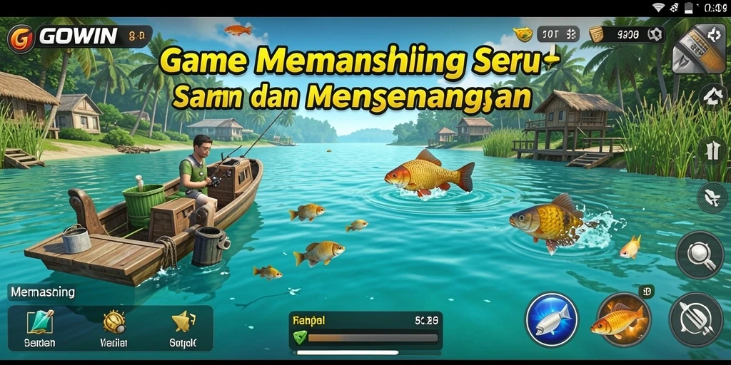 Tampilan antarmuka GOWIN yang menarik dan mudah digunakan untuk memancing.