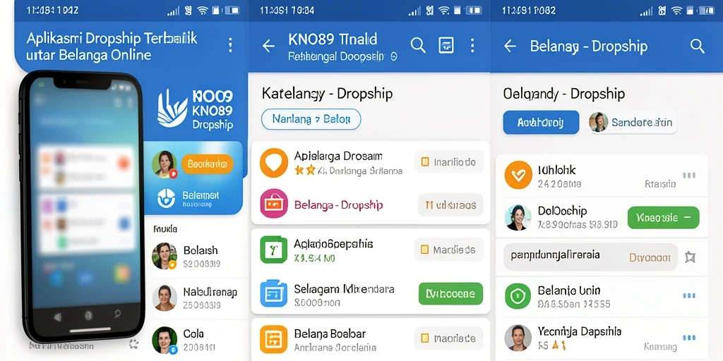 Tampilan antarmuka KNO89 dengan berbagai pilihan produk Dropship.
