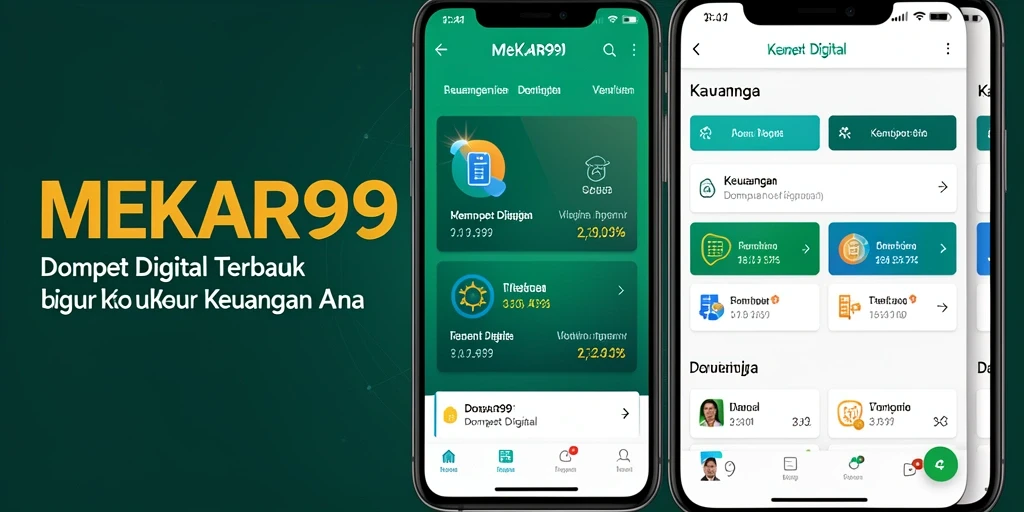 Antarmuka MEKAR99 yang modern dan intuitif untuk Dompet Digital.