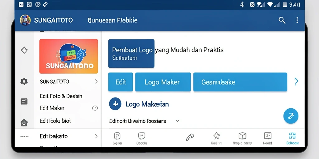 Antarmuka SUNGAITOTO yang memudahkan pengguna dalam mendesain logo.